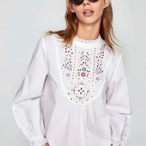29. ZARA Embroidered Cottage Core Bohemian Blouse